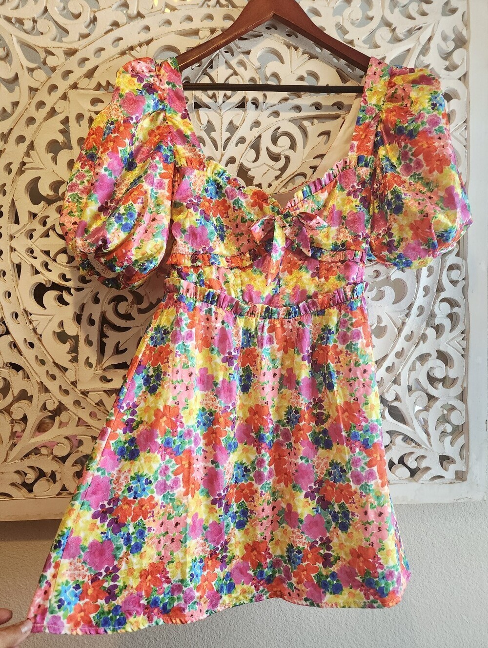 FOR LOVE & LEMONS Merrill Puff Sleeve Mini Dress in Red NWT SZ MEDIUM - Picture 5 of 16
